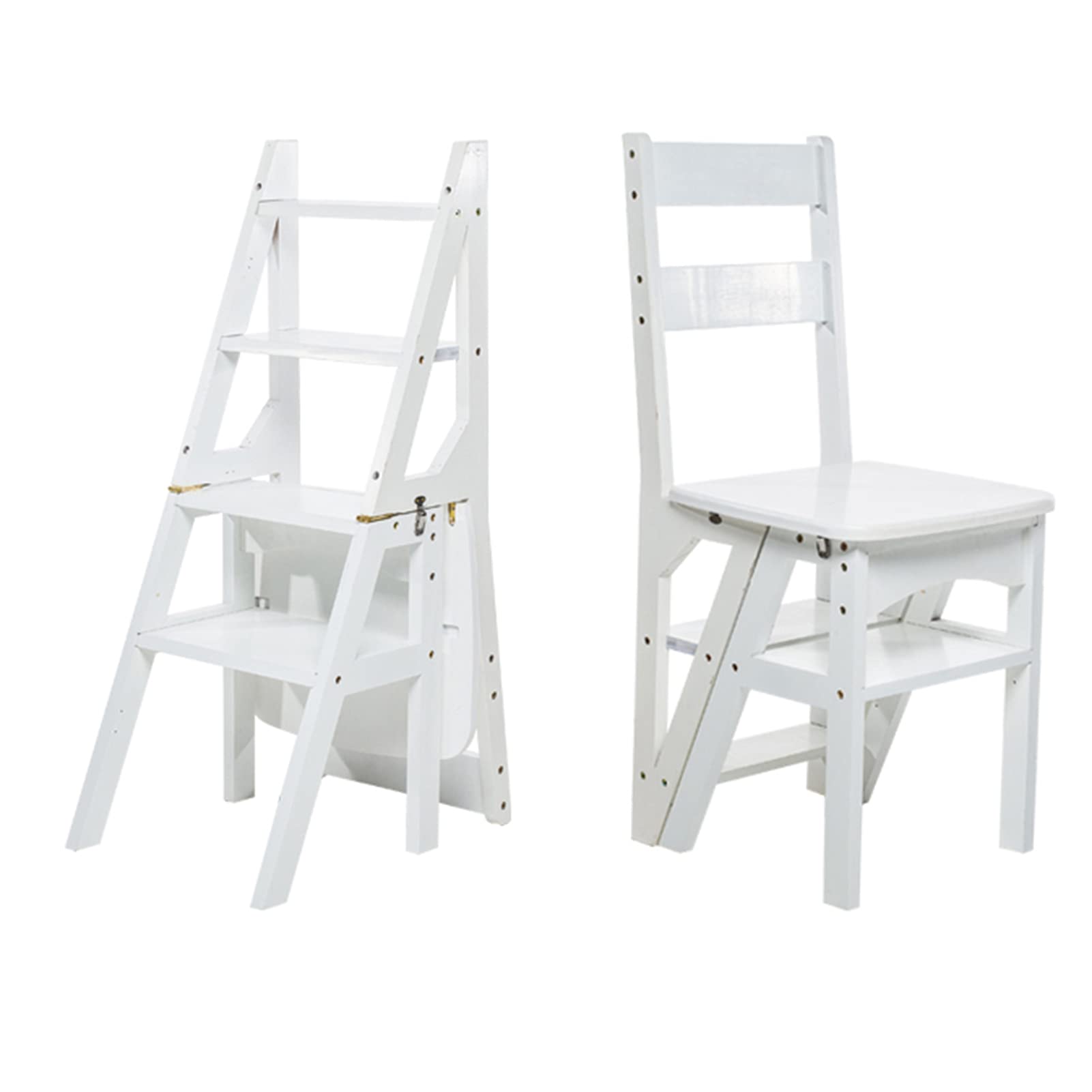 XHALERY 4-Step Wooden Folding Step Stool - Portable Kitchen Ladder, Shoe Bench & Flower Stand for Home, Office, and Garden Use