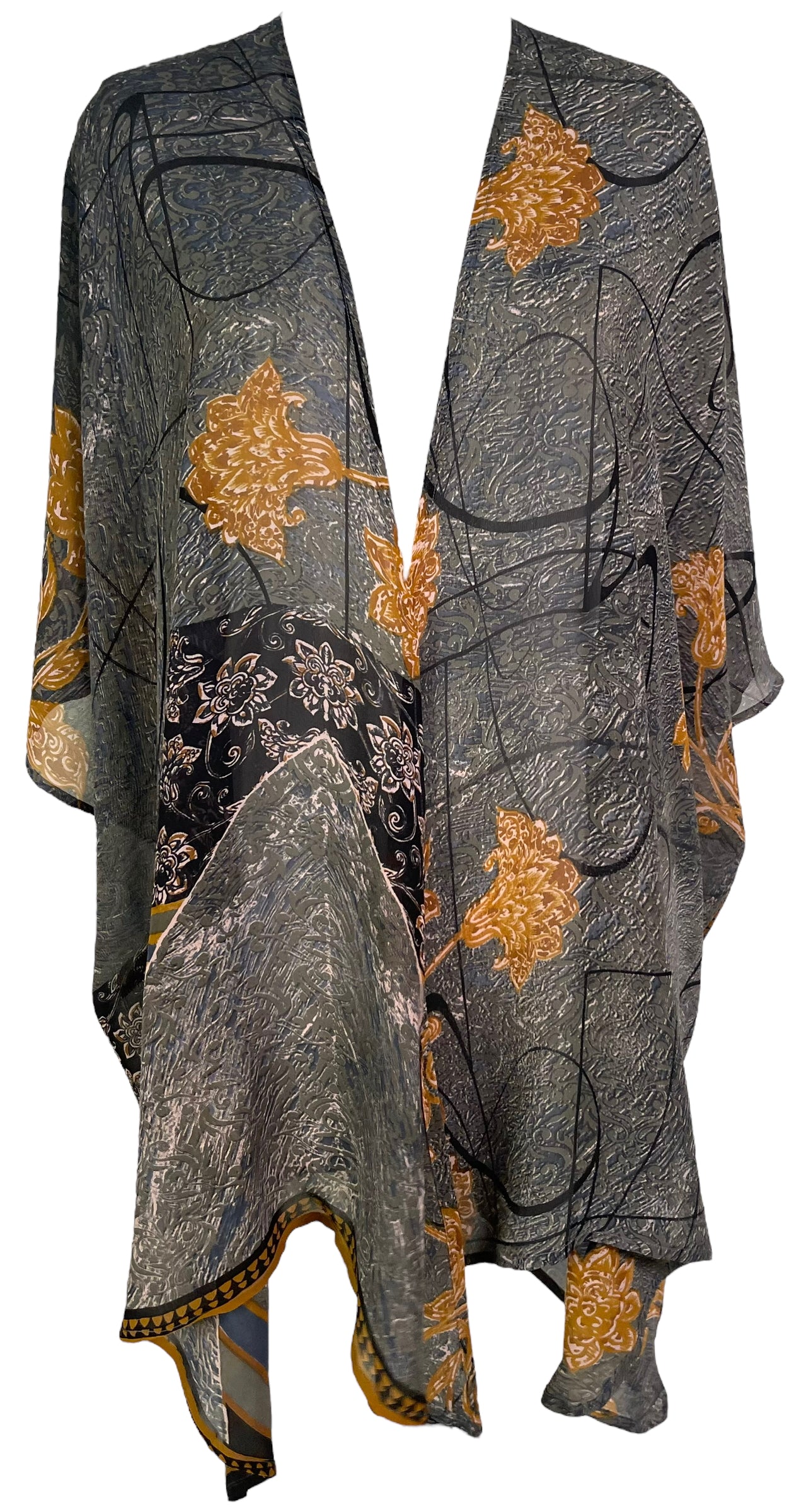 PRG6519 Women's Sheer Avatar Pure Silk Cardigan - Lightweight & Elegant for Casual Wear, Office & Evening Outfits