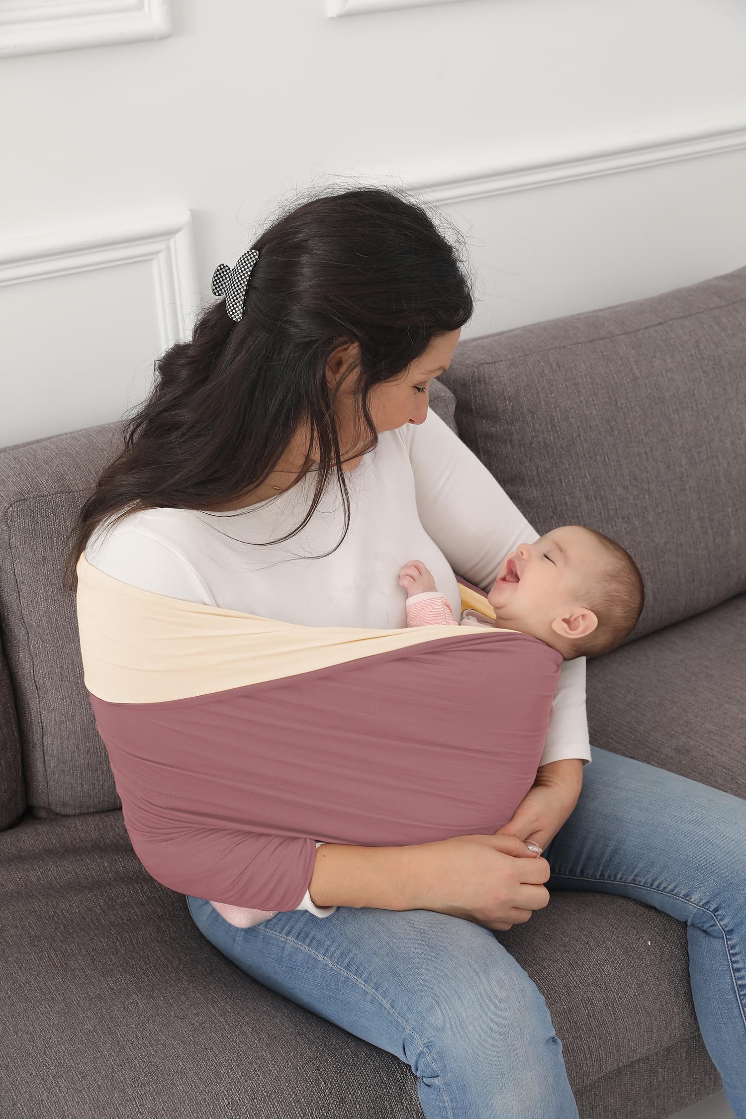 **Soft & Stretchy Baby Wrap Carrier - Reversible Bonding Comforter for Newborns & Infants up to 35 lbs | Hands-Free Baby Sling for Nursing, Shopping & Outdoor Adventures**
