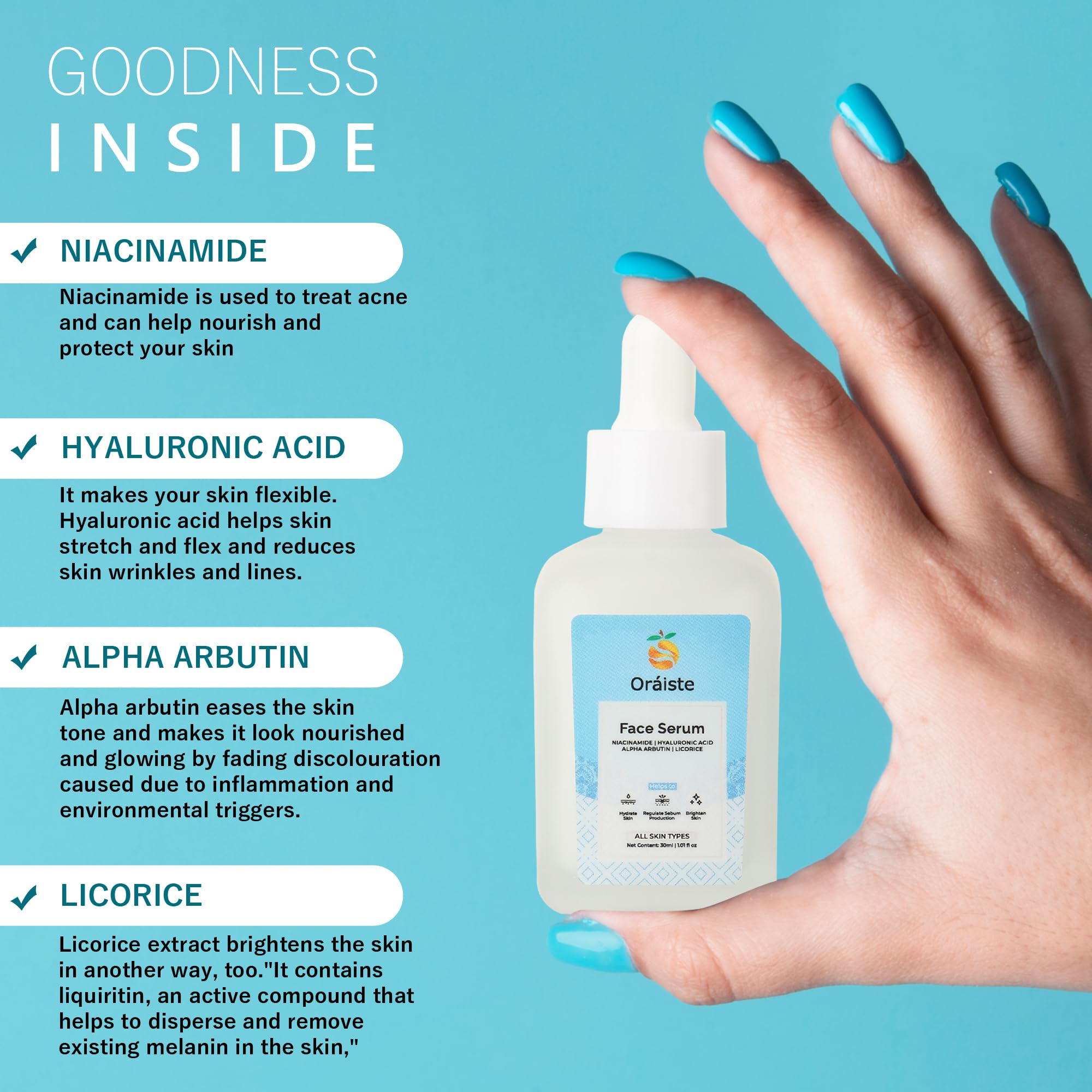 Niacinamide Face Serum for Hydrating & Brightening Skin - 1oz (30ml) - Vitamin B3 Facial Treatment for Acne, Pores & Dark Spots - Day & Night Use for Glowing Complexion