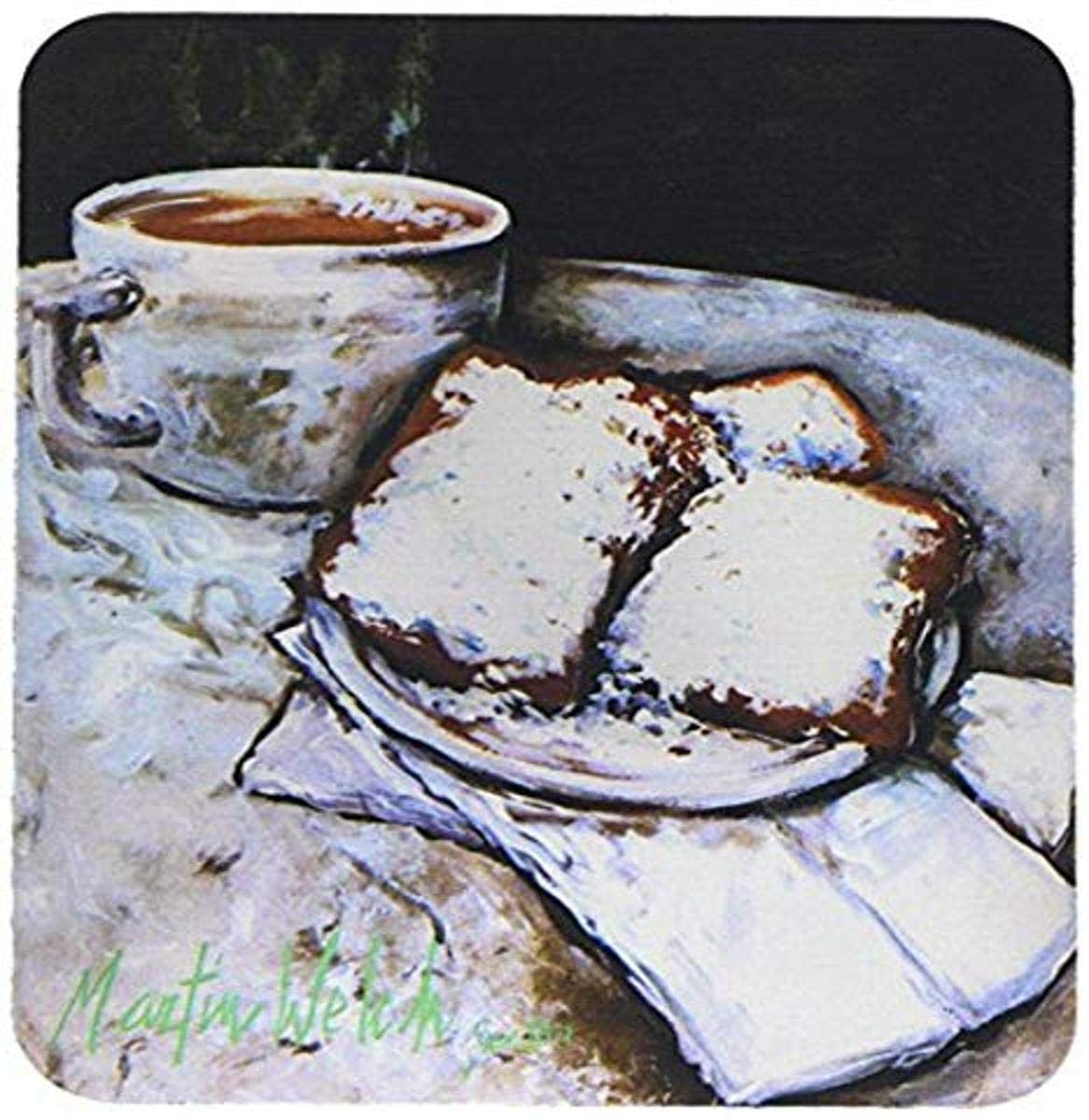 Caroline's Treasures MW1189MP Beignets Breakfast Delight Mouse Pad - Large Washable Non-Slip Desk Mat for Home Office, Gaming & Computer Work - Perfect for Coffee Lovers & Kitchen Decor