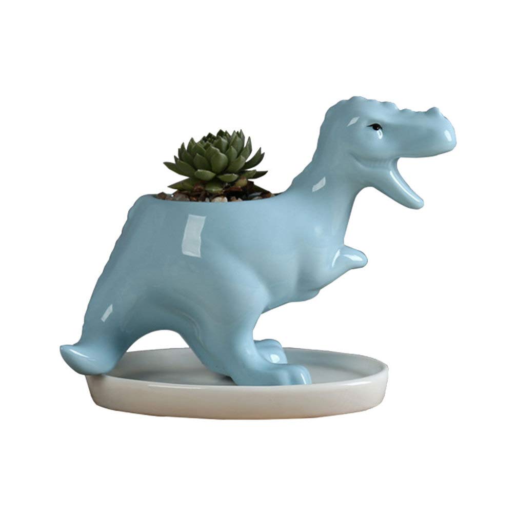 Dinosaur Ceramic Succulent Pot - Mini Cactus Planter with Drainage Hole, Small Flower Container for Home & Office Decor - Perfect for Succulents, Air Plants, and Herbs