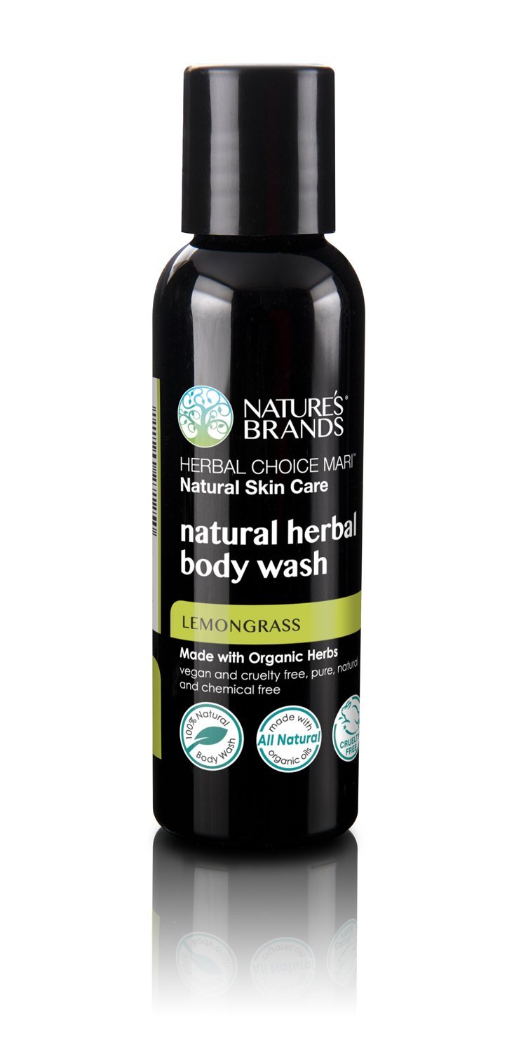 Organic Herbal Body Wash - Lemongrass Scent (2 Fl Oz) | Natural, Toxin-Free Formula | TSA-Approved Travel Size | Perfect for Gym, Travel & Daily Skincare