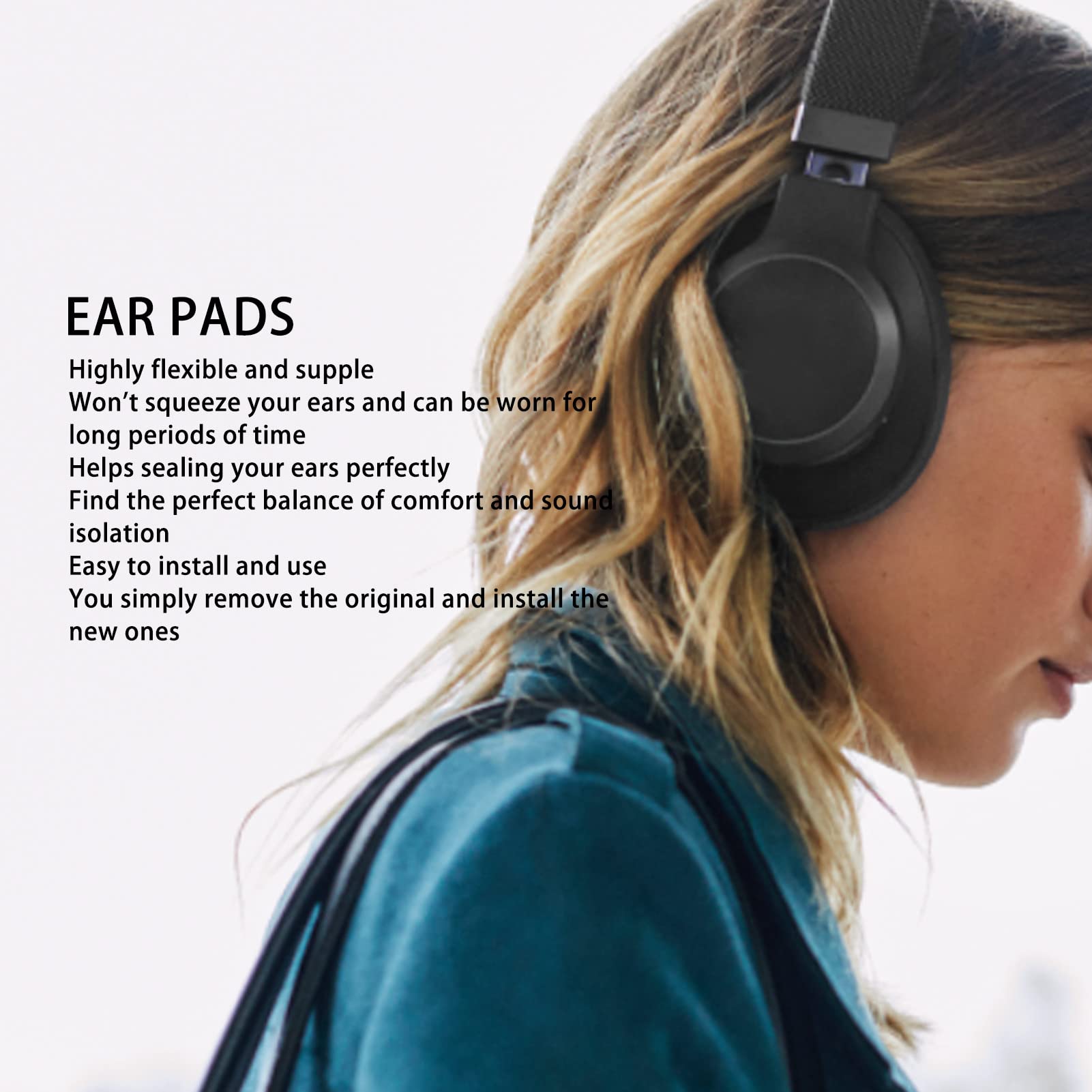 Premium Replacement Ear Pads for JBL Live 400BT & 460NC Headphones - 2 Pairs Soft Protein Leather Memory Foam Cushions - Noise Isolation & Comfort Upgrade for Gaming, Music & Work
