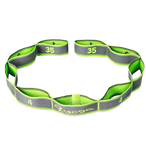 Adamas-Beta Elastic Yoga Stretching Strap for Physical Therapy, Pilates, Dance & Exercise - Premium Resistance Band with Instruction Guide (Green) - Perfect for Home Workouts, Gym Training & Rehabilitation