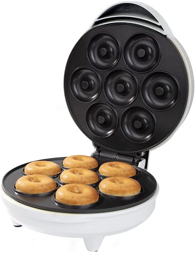 Mini Donut Maker Machine - Electric Non-Stick 7 Donut Maker for Homemade Doughnuts, Perfect for Kids Dessert, Party Snacks & Breakfast Treats - Great for Birthday Parties, Family Gatherings & After-School Snacks