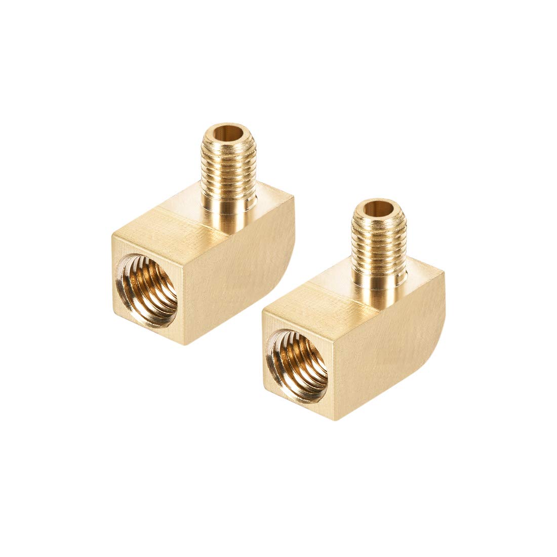 uxcell Brass Pipe Fitting 90 Degree Barstock Street Elbow M6 Male to M8 Female Connector - 2 Pack for Plumbing, Hydraulic Systems & DIY Projects