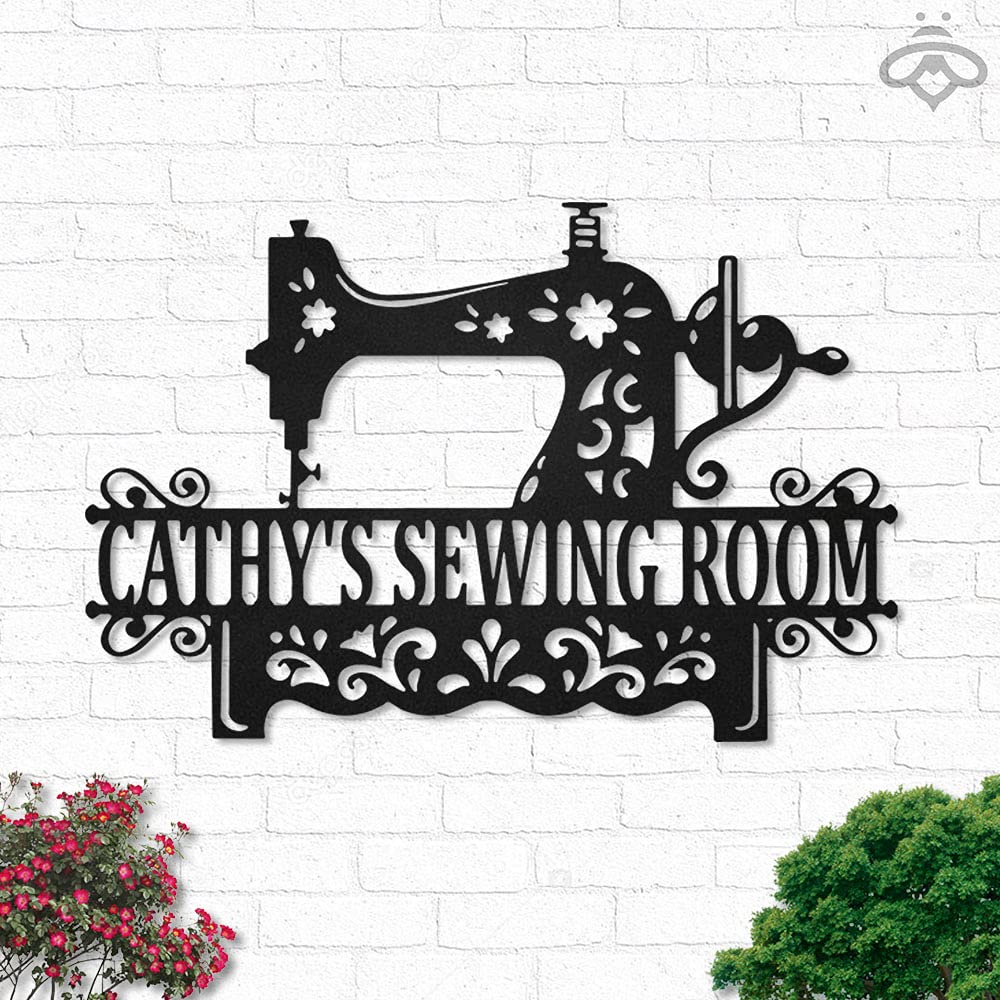 Personalized Custom Sewing Metal Wall Art Sign - 14x14 Inches Black LED Decor for Living Room, Tailor Shop, Outdoor - Unique Home Decor Gift for Sewing Enthusiasts | Perfect for Housewarming, Birthday, and Wedding Presents