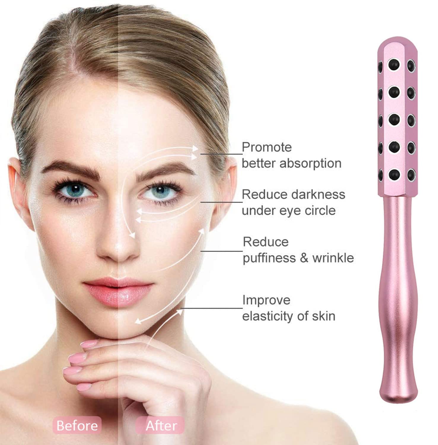 Aohcae Germanium Stone Facial Roller Massager - Anti-Aging Face, Eye, Chin & Neck Massage Tool for Wrinkle Reduction & Skin Tightening | Perfect for Daily Skincare Routine & Spa-Like Relaxation at Home (Purple)