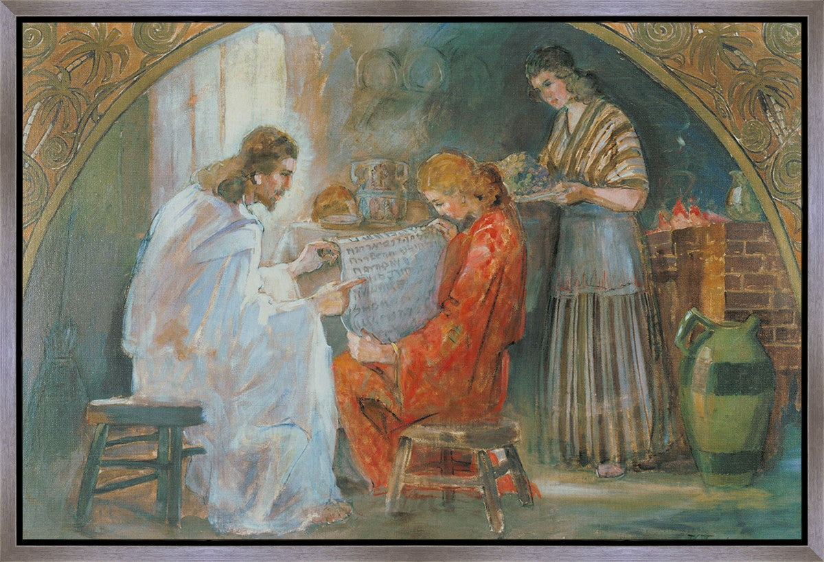Jesus Christ with Mary and Martha - Religious Christian Art Print - Gallery Wrap Canvas for Home Decor, Church, and Prayer Room
