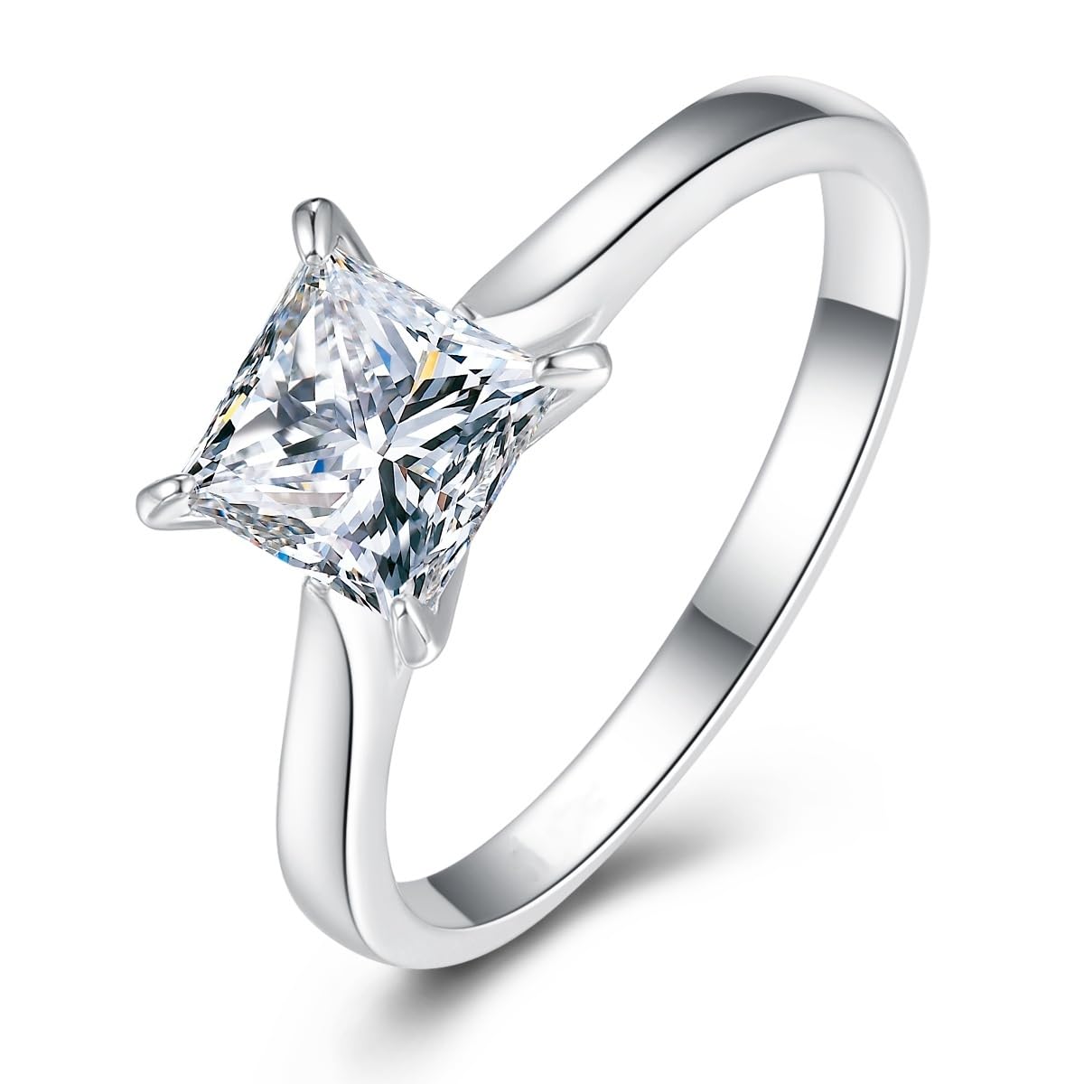 1.5 CT Princess Cut Cubic Zirconia Engagement Ring for Women - Sterling Silver Promise & Wedding Band - Size 5-10 - Perfect Christmas, Birthday Gift for Her, Girlfriend, Fiancée - Ideal for Proposals, Anniversaries, Special Occasions