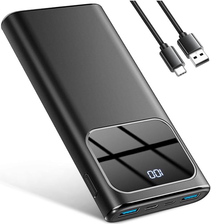 10000mAh Portable Charger Power Bank with PD15W Fast Charging | 4 Outputs & 3 Inputs | Built-in Type-C & USB-A | Compatible with iPhone 16/15/Plus/Pro/Max & Samsung S22/S21 | Perfect for Travel, Camping & Emergency Charging