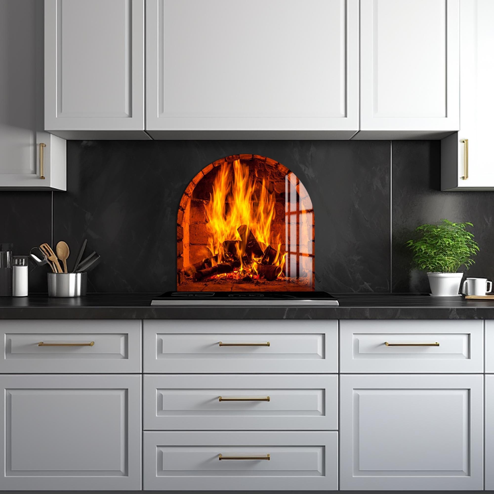 Fireplace Glass Splashback - Heat Resistant & Stylish Backsplash Panel for Modern Homes - Perfect for Kitchens, Living Rooms & Fireplace Surrounds