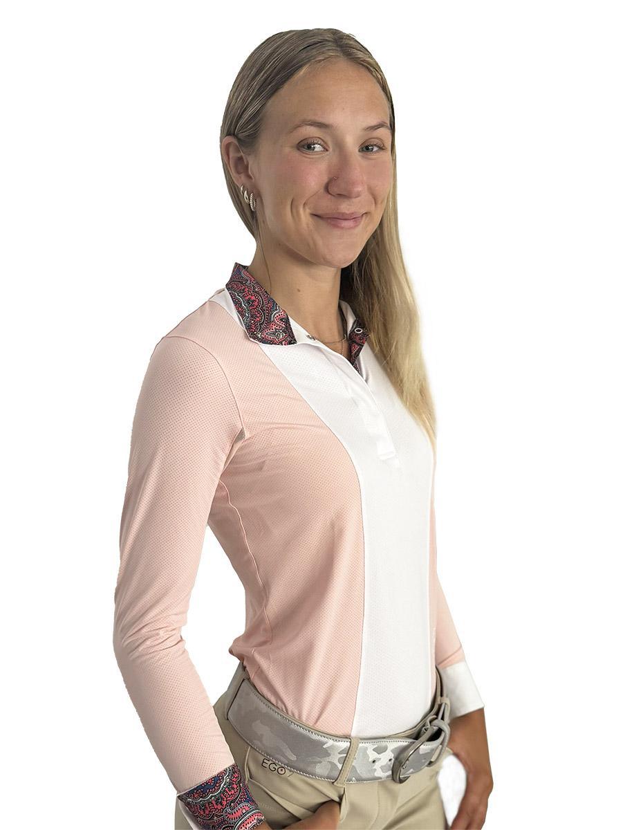 Essex Classics Women's Pink Paisley Luna Performance Long Sleeve Show Shirt - Equestrian Riding & Horse Show Competition Top