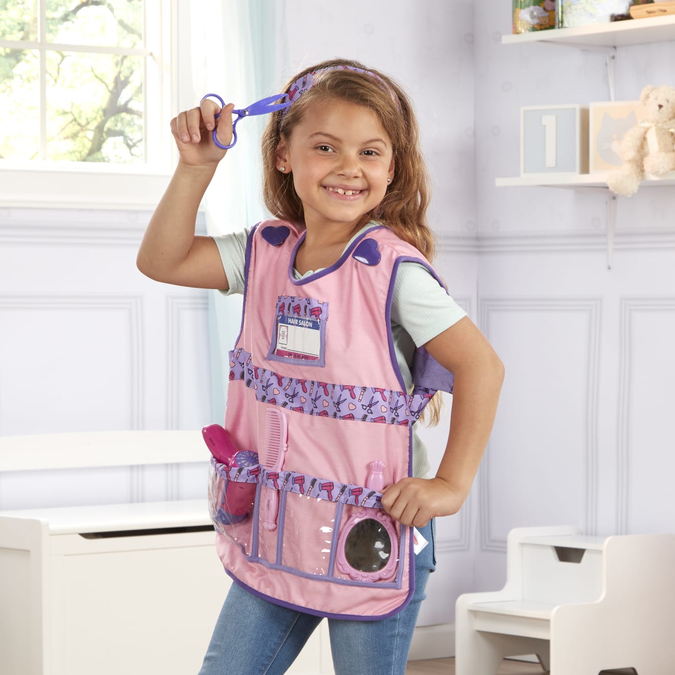 Professional Hair Stylist Role Play Costume Set for Kids - Pretend Play Salon Dress Up Outfit for Birthday Parties & Career Day