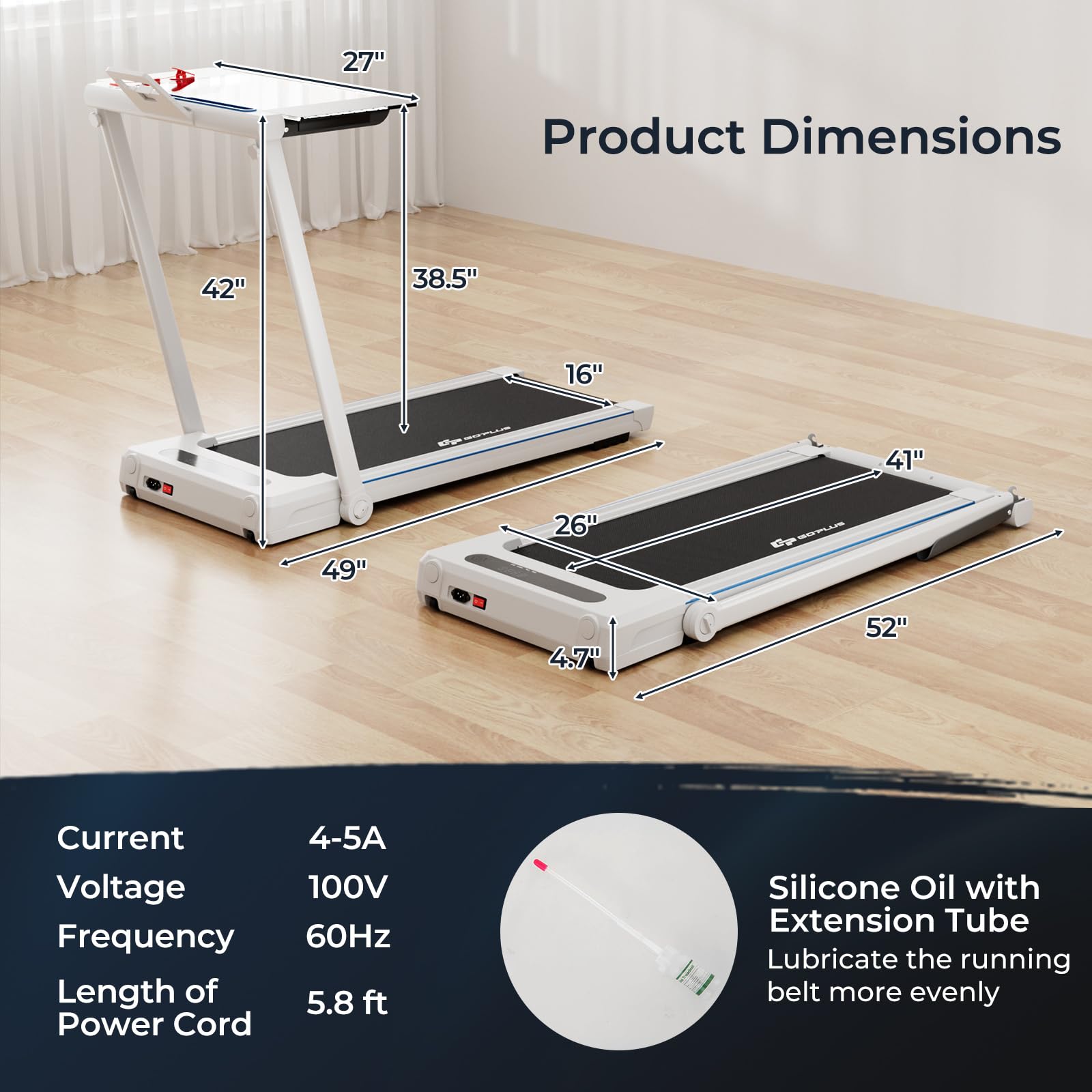 Goplus 3-in-1 Folding Treadmill with Large Desk - 2.5HP Electric Treadmill with LED Display, Bluetooth Speakers & Remote Control - Perfect for Home Office Workouts & Walking While Working