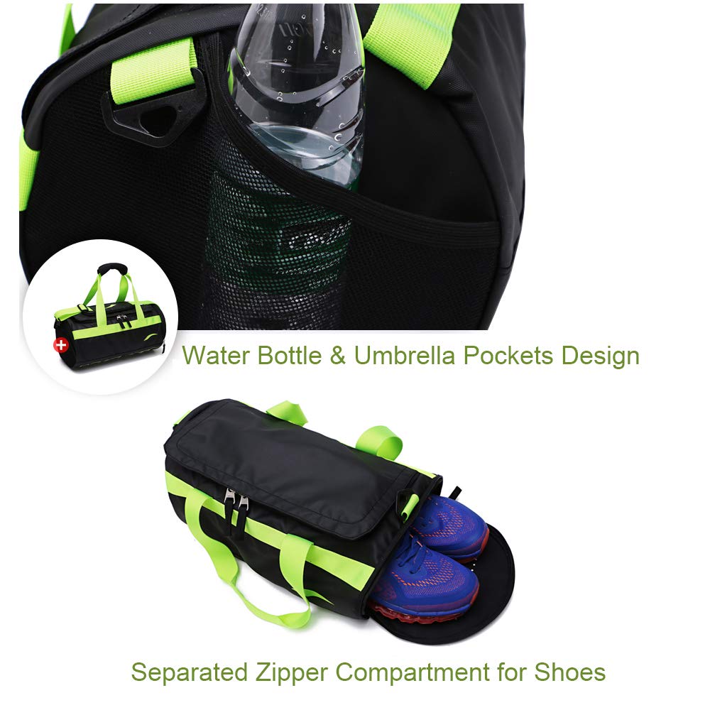 Lightweight Waterproof Gym Bag with Shoe Compartment - Perfect for Sports & Travel (Green)