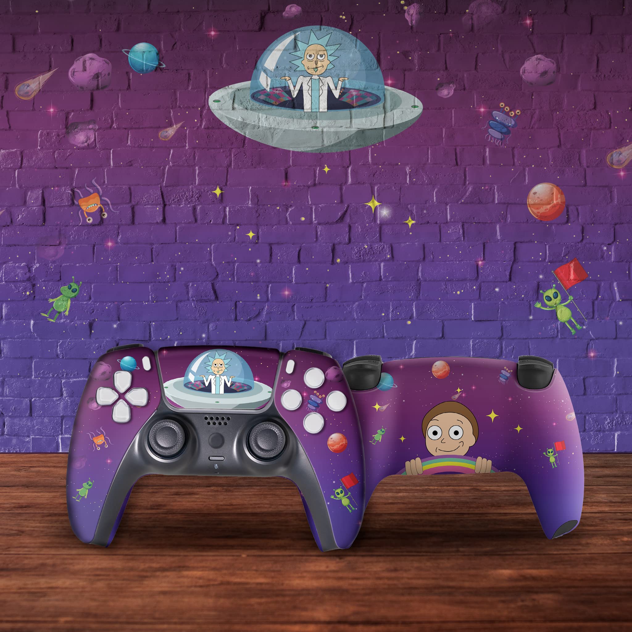 Custom Wireless PS5 Controller for Playstation 5 Console - Morty & Rick Design | Hydro-Dip Printed Gamepad (Not Just a Skin) | Perfect for Gaming Enthusiasts & Rick and Morty Fans | Made in USA