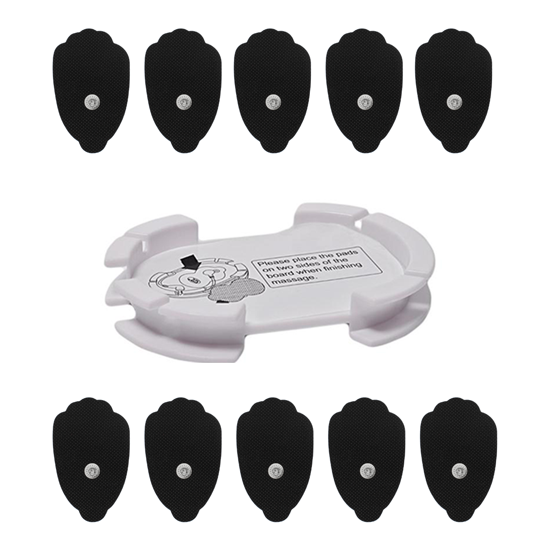 10 Pads (5 Pairs) TENS Unit Electrode Replacement Pads - Snap-on Electrodes with Wire Holder for Pain Relief - Perfect for Muscle Therapy, Back Pain, and Physical Rehabilitation