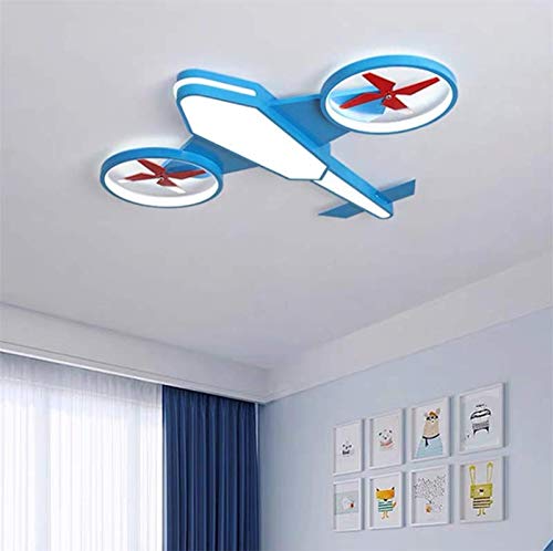 Modern LED Propeller Airplane Ceiling Light - Blue Metal Flush Mount Lamp for Kids Bedroom, Boys Room & Nursery - 31