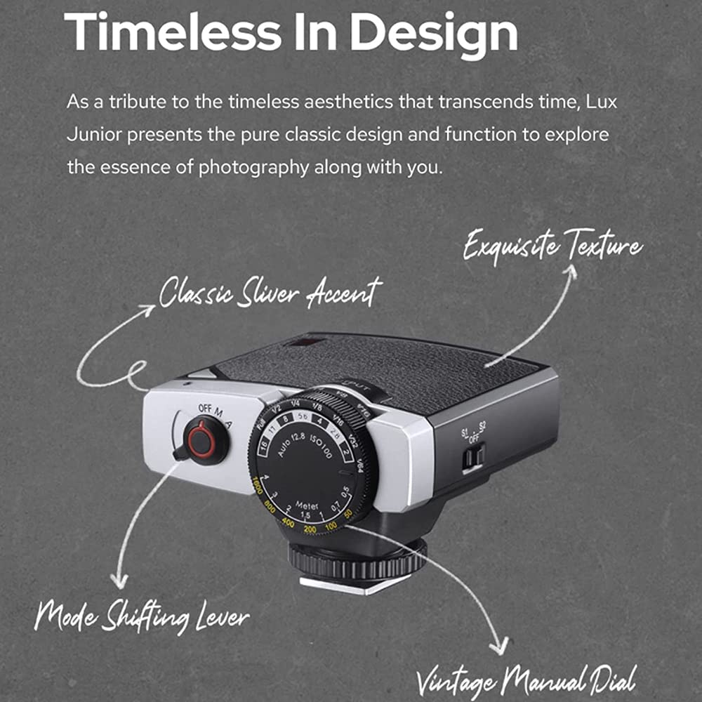 GODOX Lux Junior Retro Camera Flash - Auto/Manual Mode, GN12, 6000K Color Temperature - Compatible with Canon, Nikon, Sony, Fuji, Olympus (Hot-Shoe Mount) - Perfect for Portrait, Wedding & Event Photography