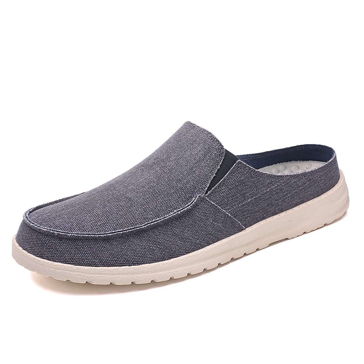 Freeior Men's Canvas Slip-On House Slippers - Comfortable Indoor/Outdoor Slides for Home, Lounge & Backyard Use