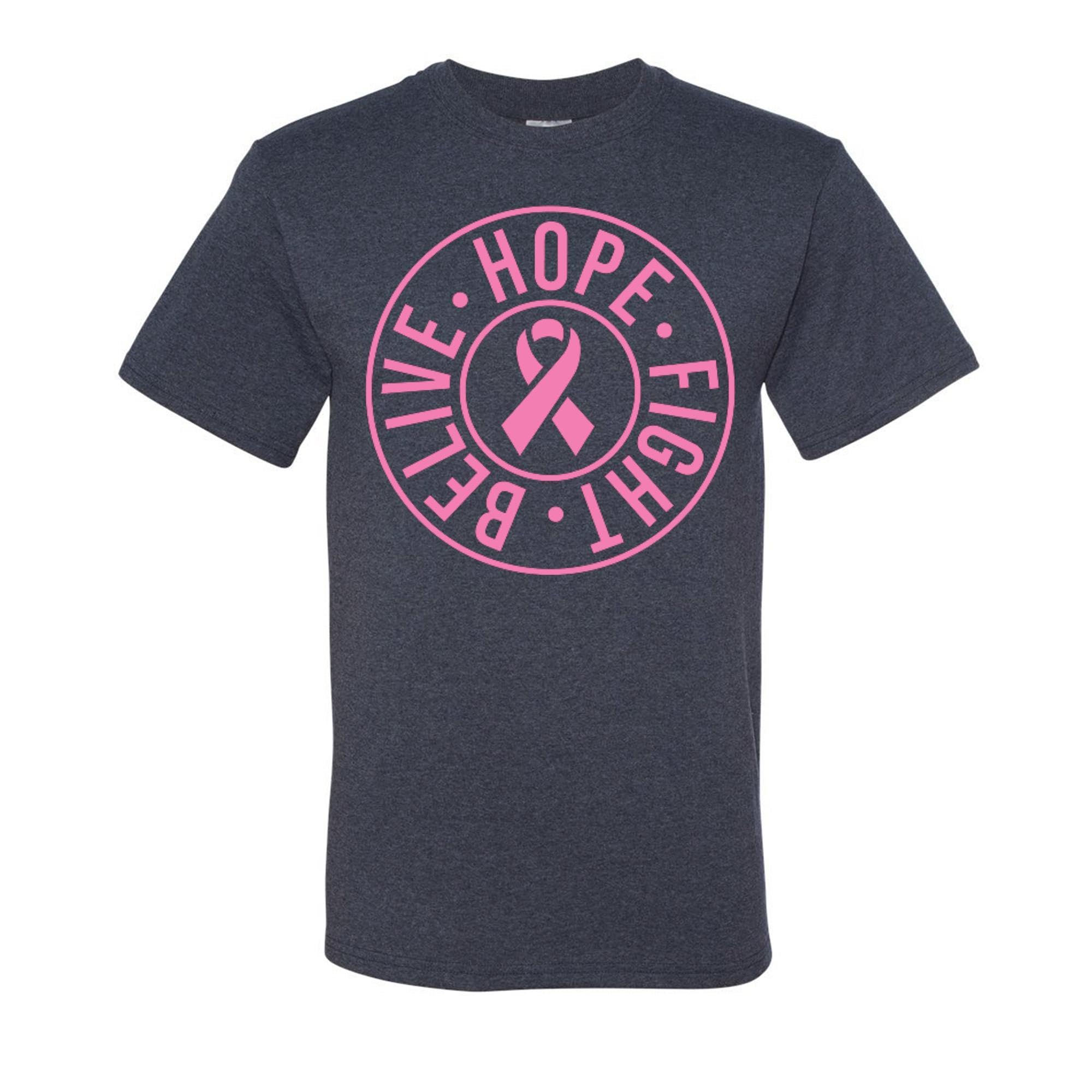 Wild Custom Apparel Believe Hope Fight Breast Cancer Awareness Graphic Men's T-Shirt - Support Cancer Awareness with Stylish Comfort for Everyday Wear & Charity Events