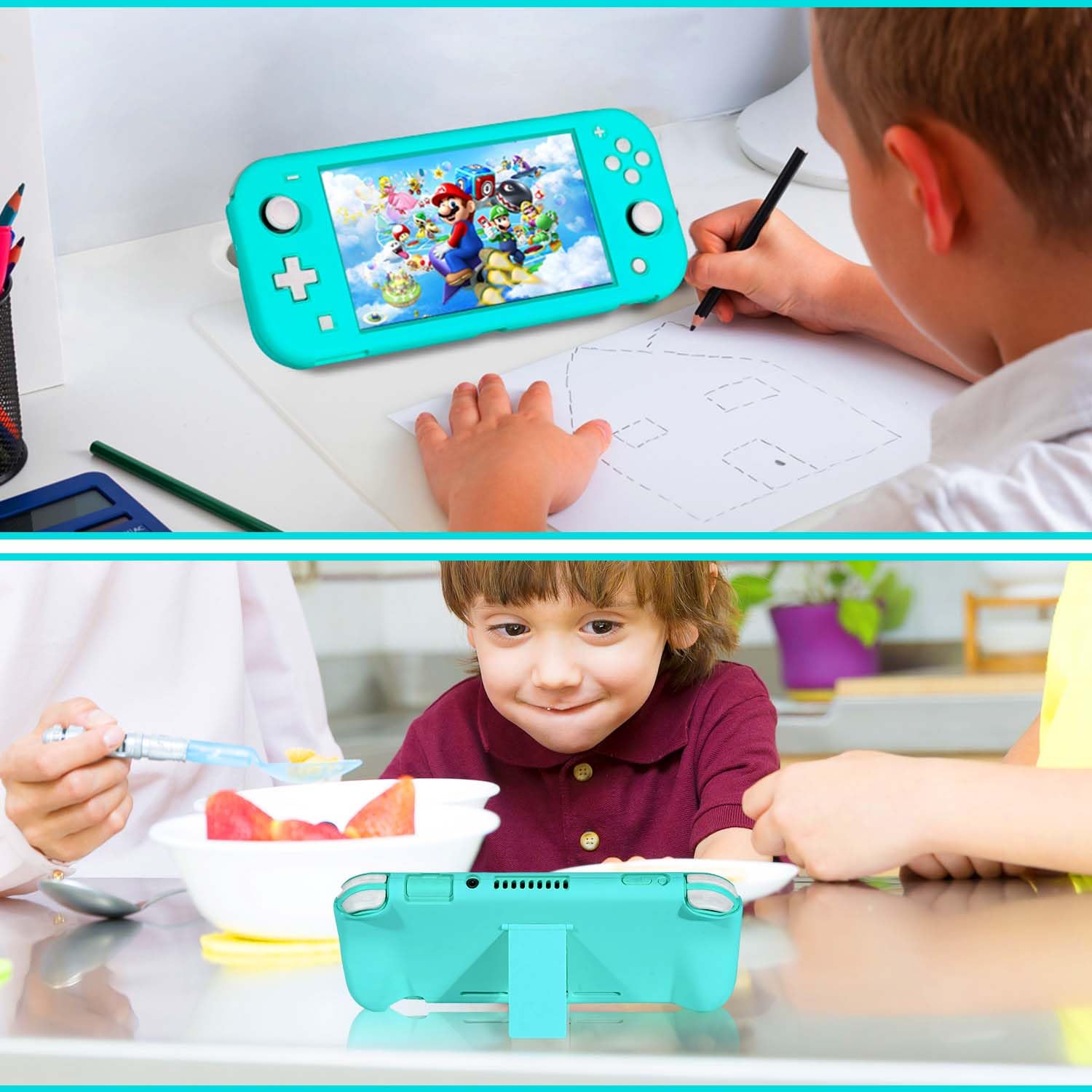 YOOWA Nintendo Switch Lite Accessories Bundle - Carrying Case, Protective Cover, 2-Pack Tempered Glass Screen Protector, Adjustable Stand, 6 Thumb Grips | Perfect for Travel, Gaming On-The-Go & Switch Lite Protection