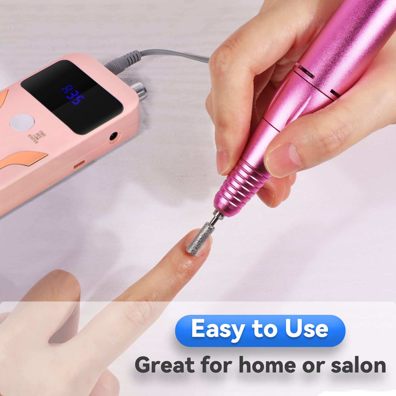 Professional Electric Nail Drill Kit for Manicure & Pedicure - Cordless Nail File with 6 Bits & LED Light - Perfect for Home Salon, Nail Art, Acrylic & Gel Polish Removal (Use Cases: DIY Nail Care, Professional Salon, Gift for Nail Lovers)