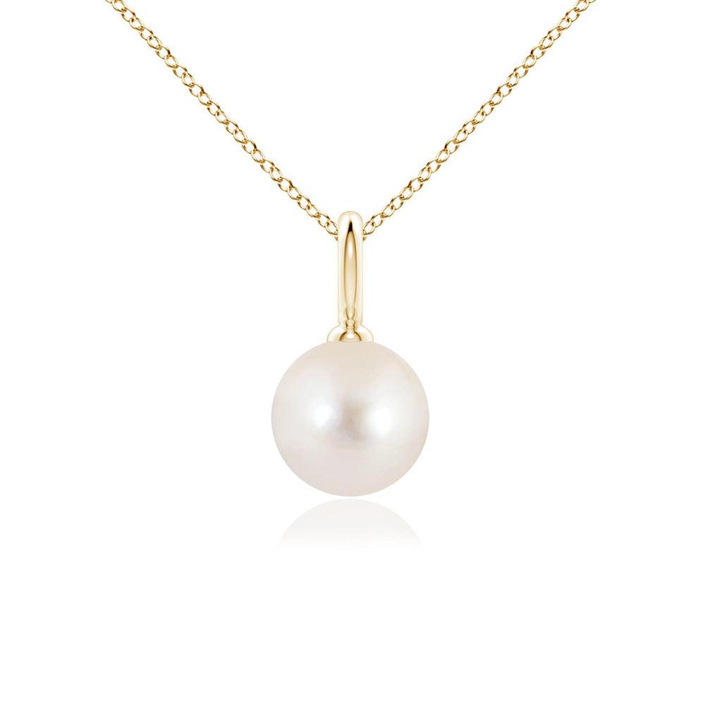 8mm Classic Freshwater Cultured Pearl Solitaire Pendant Necklace - Elegant White Pearl Jewelry Gift for Women, Perfect for Weddings, Anniversaries & Special Occasions