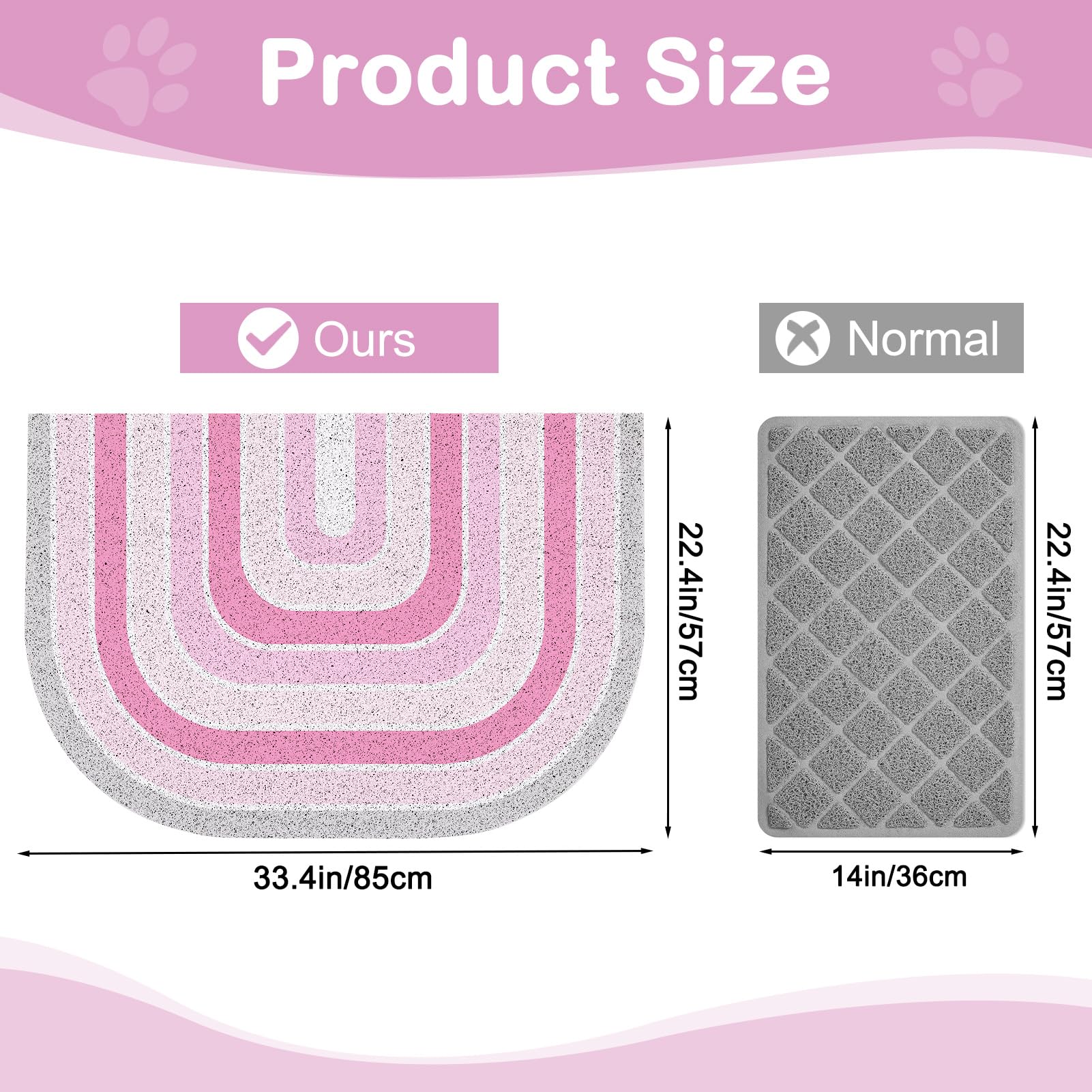 **Glittme Soft Non-Slip Waterproof Cat Litter Mat - Washable & Easy Clean Litter Box Mat for Kitty, Traps Litter & Spills - Perfect for Floors, Under Food Bowls, and Multi-Cat Homes (Pink)**