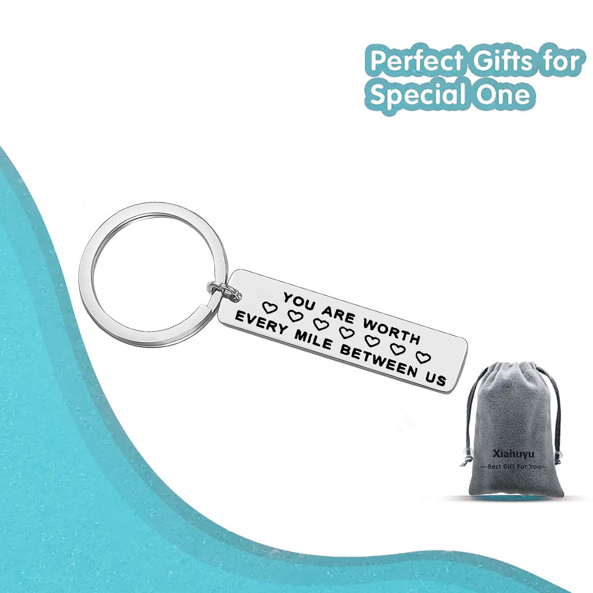 Long Distance Relationship Keychain - 'You Are Worth Every Mile Between Us' Couples Gift for Boyfriend, Girlfriend, Anniversary & Valentine's Day | Military Deployment Keepsake for Him | Perfect for LDR Couples, Romantic Occasions & Missing Your Partner