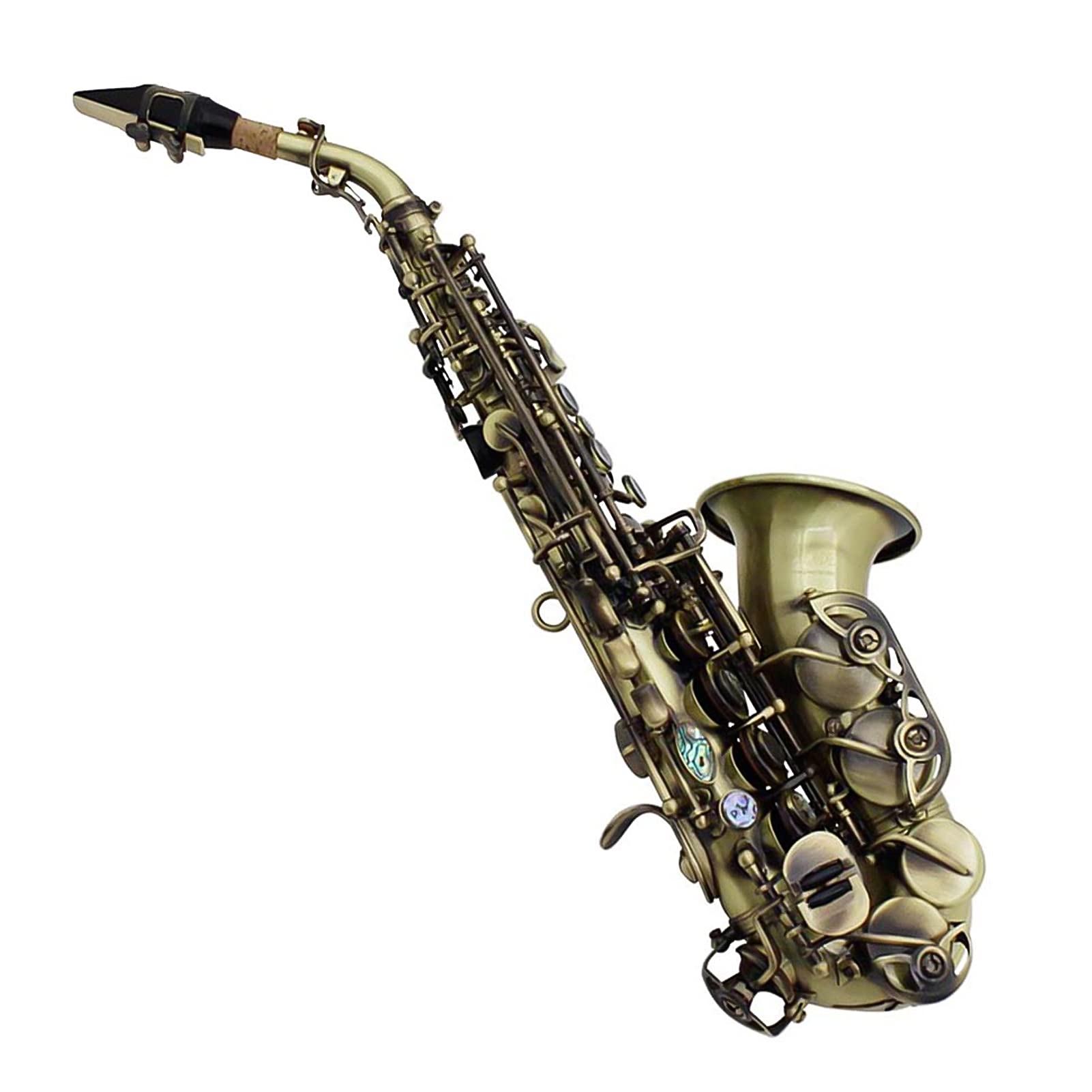 Vintage Style Bb Soprano Saxophone - Brass Woodwind Instrument with Carry Case, Gloves, Cleaning Cloth, Brush & Sax Strap - Perfect for Beginners, Jazz Bands & Live Performances