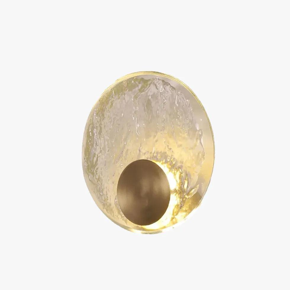 Ripple Crystal Round Gold Wall Lights - Elegant Modern Sconces for Living Room, Bedroom, and Hallway Lighting