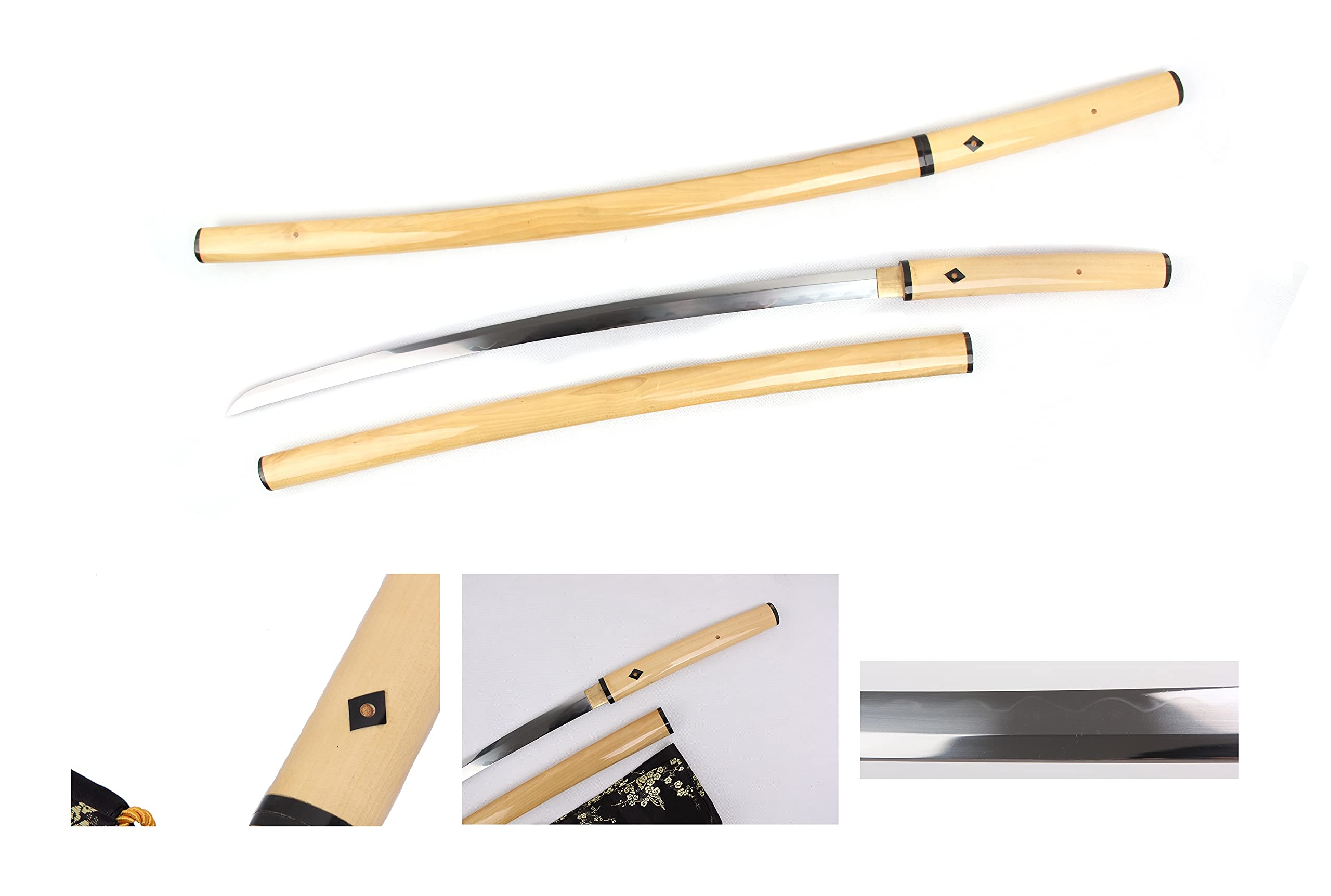 Handmade Samurai Katana Sword - Tactical Snake Eye Design with Wooden Display Stand | Authentic Japanese Sword for Collectors, Martial Arts & Home Decor