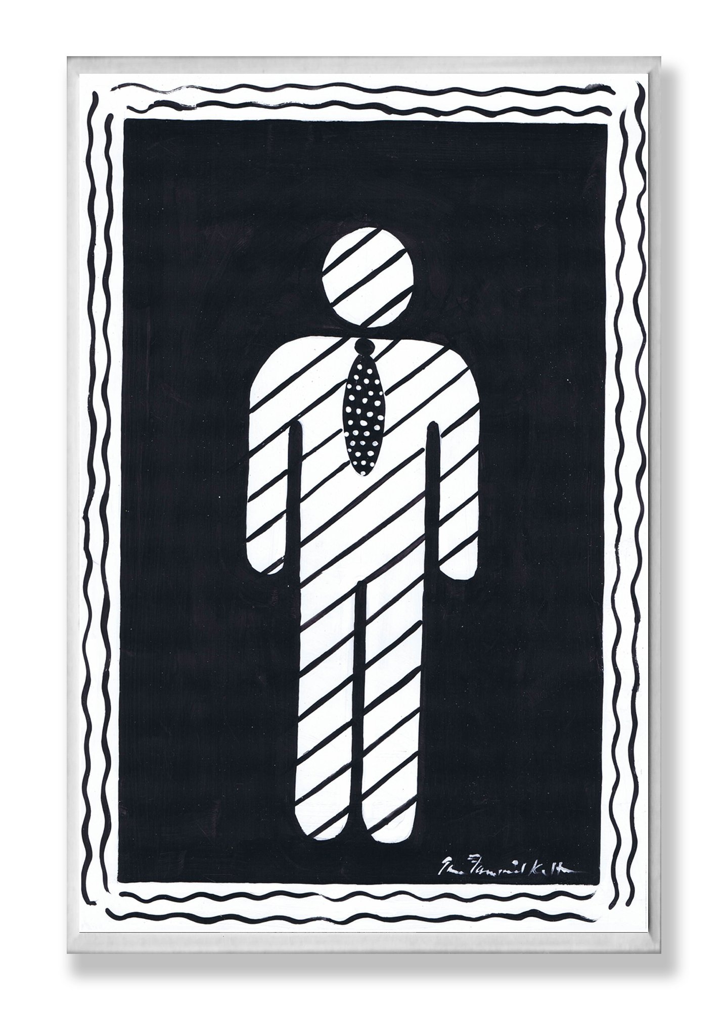 Stupell Home Decor Men's Room Black & White Striped Silhouette Wall Plaque - Modern Bathroom Art for Masculine Spaces, Man Cave Decor, Guest Bathroom Wall Decor