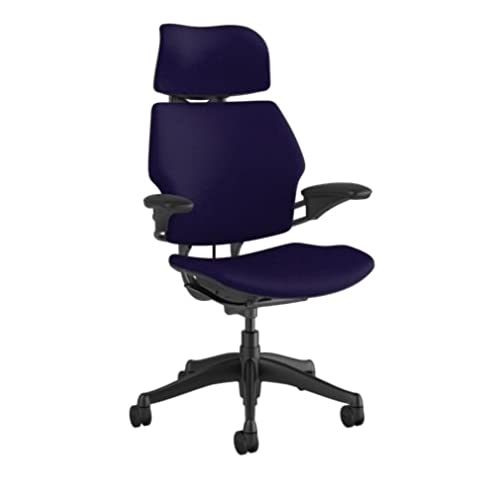 Humanscale Freedom Ergonomic Office Chair with Headrest - Adjustable Height & Duron Arms - Carpet-Friendly Wheels - Graphite Frame & Deep Violet Corde Fabric - Perfect for Home Office, Executive Workspace & Long Work Sessions