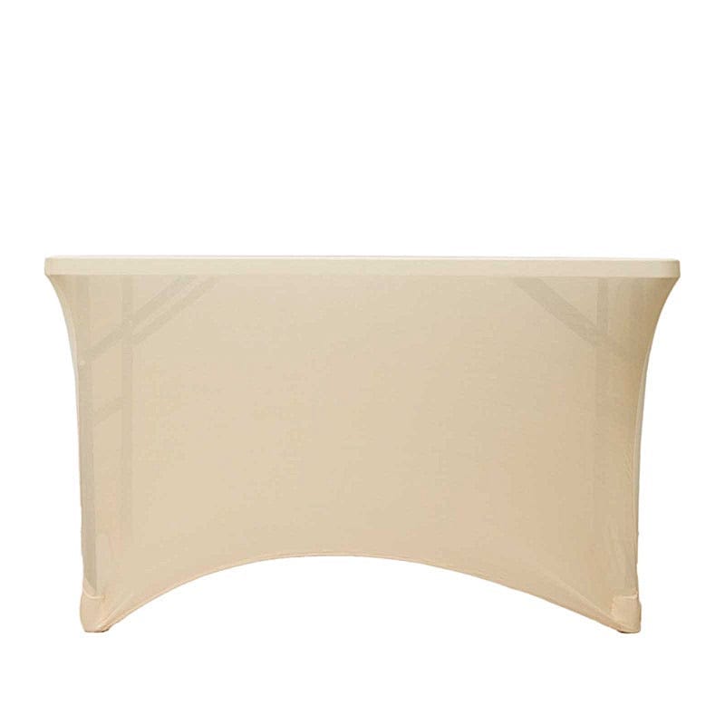 4 ft Rectangular Fitted Spandex Tablecloth - Stretchable Washable Table Cover for Parties, Weddings & Events - Perfect for Banquet, Dining & Home Decor
