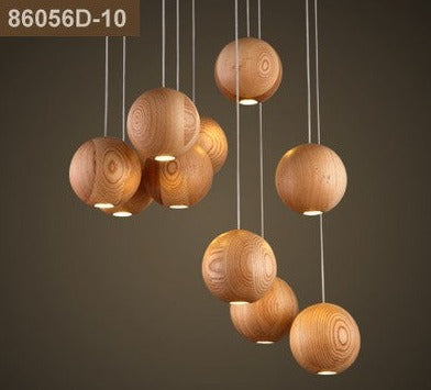 Handcrafted Wooden Globe Pendant Light - Modern Farmhouse Ceiling Lighting Fixture for Kitchen Island, Dining Room & Bedroom Decor