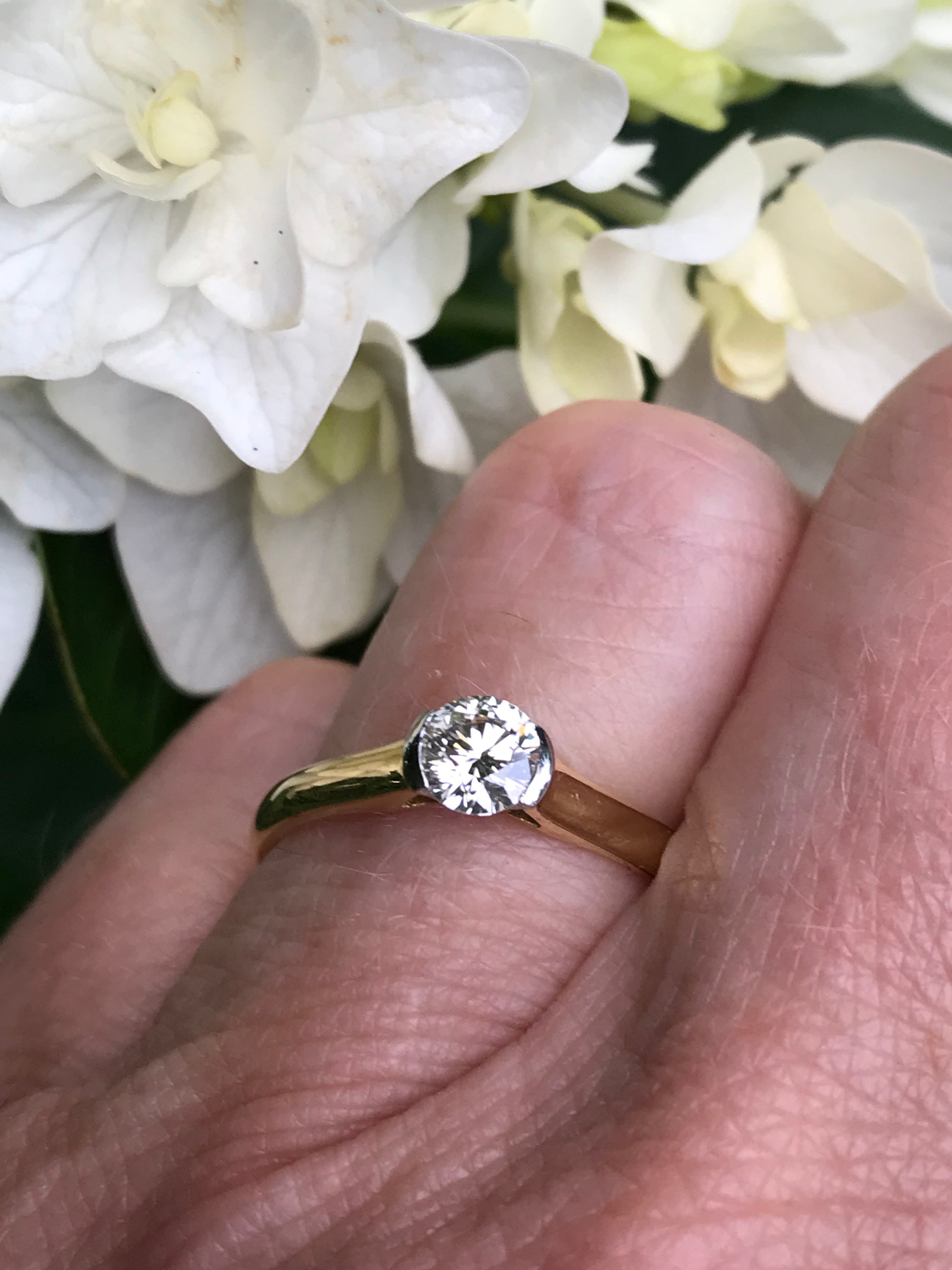 18K Yellow Gold & Platinum 0.50ct GIA Certified Diamond Engagement Ring - Perfect for Proposals, Anniversaries & Special Occasions