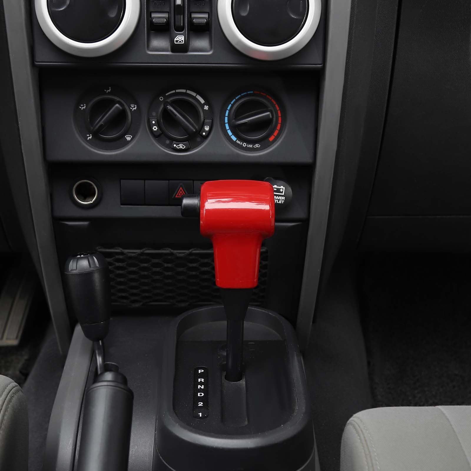 RT-TCZ Red Gear Shift Knob Handle Cover Trim for Jeep Wrangler JK JKU 2007-2010 - 2pcs Interior Accessories - Perfect for Off-Roading & Custom Car Upgrades