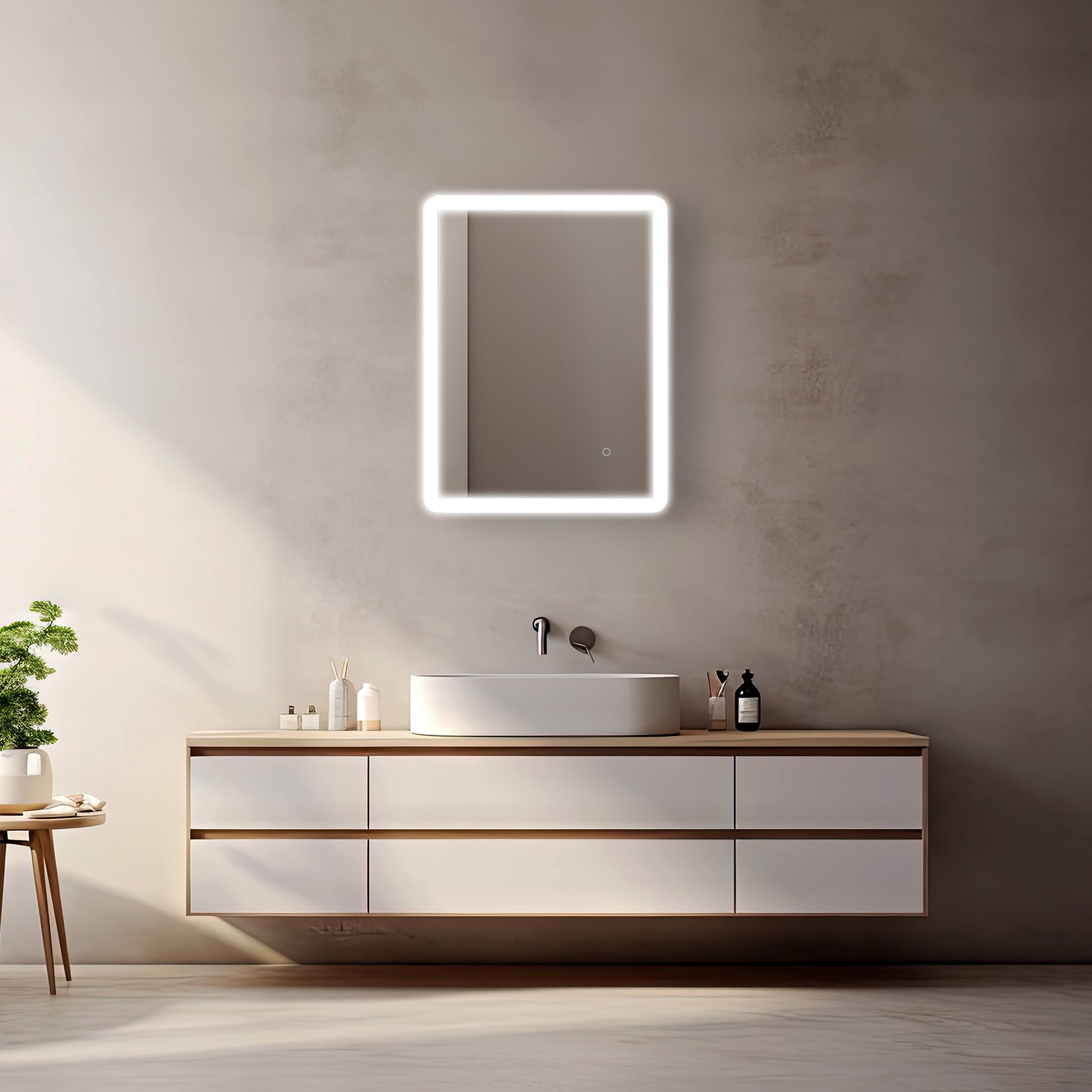 Pilsen LED Bathroom Mirror with Touch Dimmer & Anti-Fog Function - 4 Size Options for Vanity, Makeup & Shaving - Perfect for Modern Home & Spa Decor
