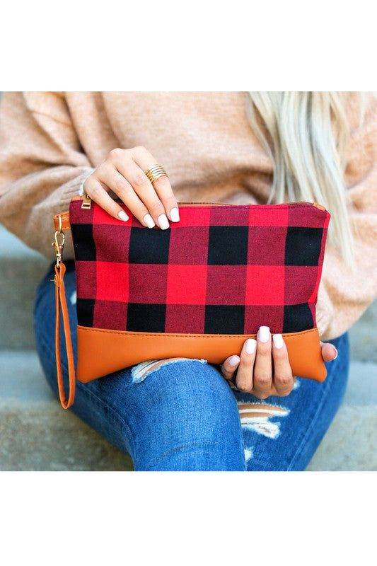 Buffalo Plaid Clutch Purse for Women - Stylish Crossbody Handbag with Adjustable Strap - Perfect for Parties, Shopping & Daily Use