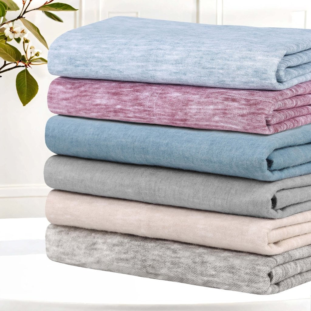 Premium Melange Flannel Cotton Two-Toned Brushed Pillowcases Set of 2 - Soft & Cozy for Winter Nights - Perfect for Bedroom, Guest Room & Home Decor