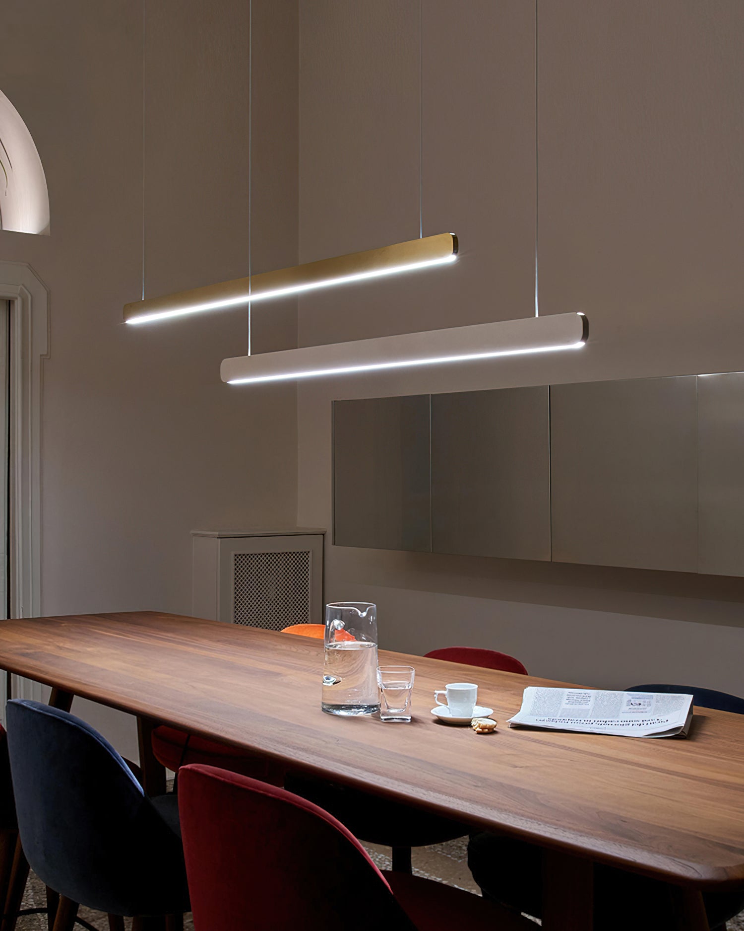Modern Linear Pendant Light - Adjustable LED Hanging Lamp for Kitchen Island, Dining Room & Office - Sleek Minimalist Design with Warm/Cool Lighting Options