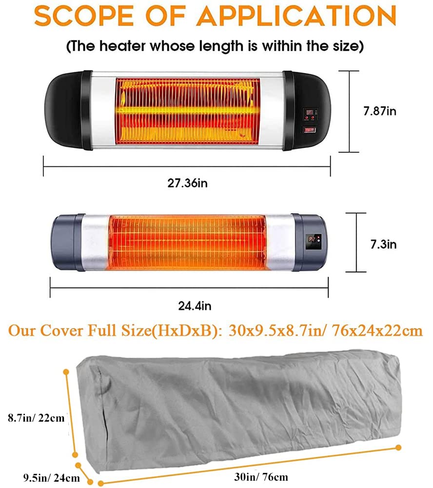 Waterproof Wall-Mounted Patio Heater Cover - Dustproof Electric Infrared Heater Protector for Indoor & Outdoor Use - Fits Garage, Backyard & Hanging Heaters (Gray) - Perfect for Winter Protection & Year-Round Storage
