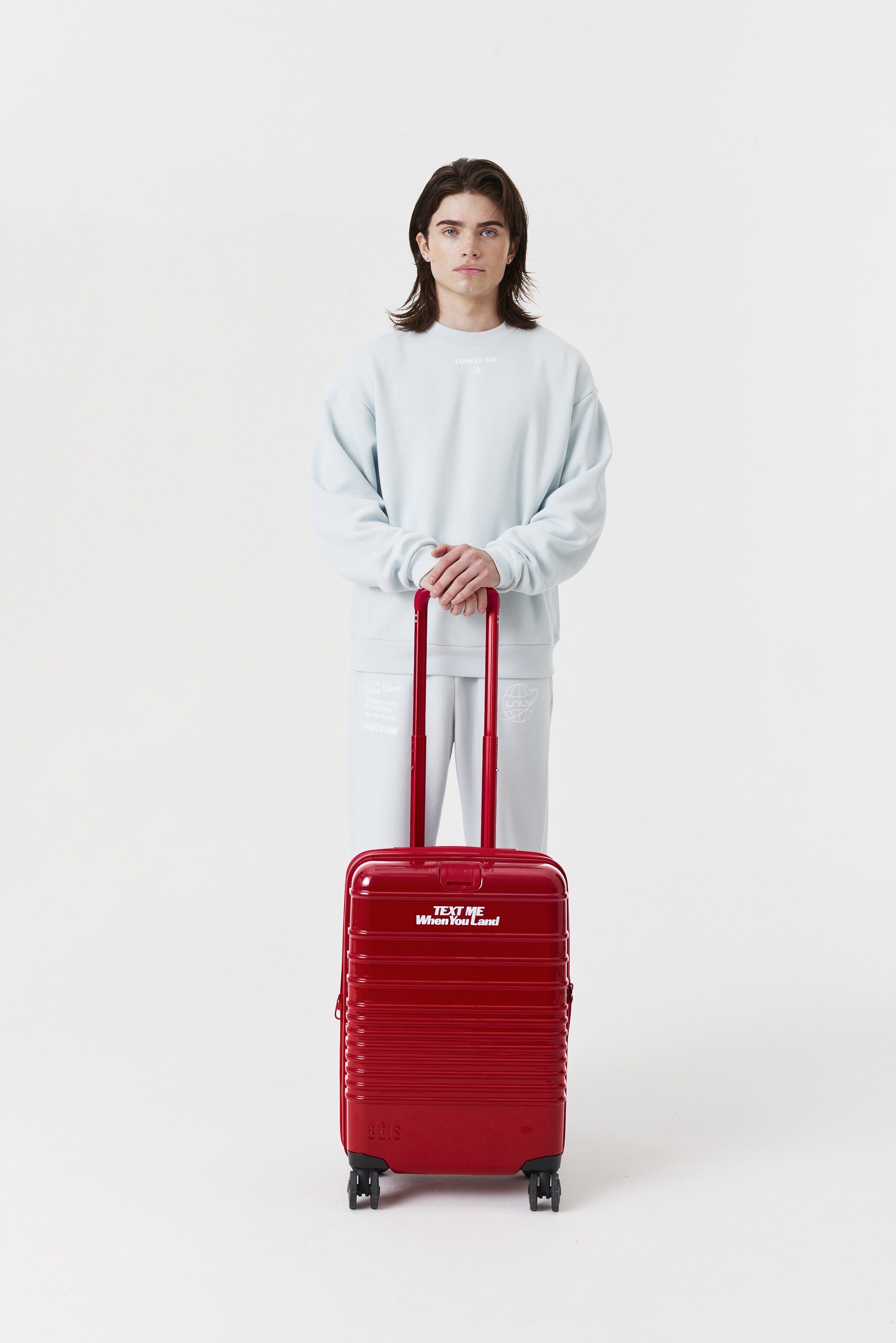 Text Me Red Carry On Roller Luggage - Lightweight & Durable Suitcase for Travel, Business Trips & Weekend Getaways