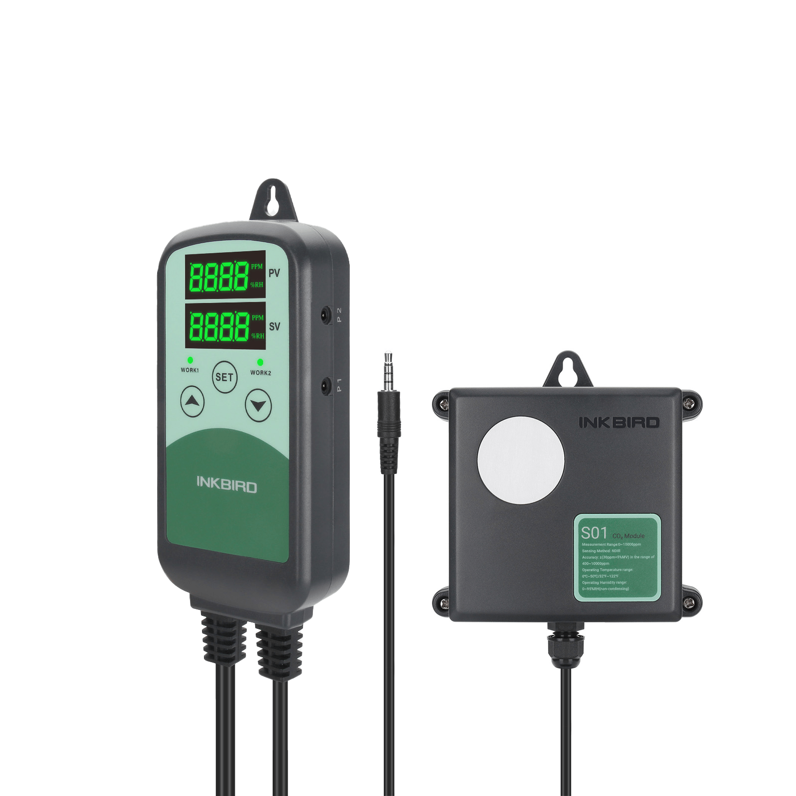 Programmable CO2 Controller with S01 Sensor ICC 500T - Smart Greenhouse & Indoor Grow Room Climate Control System