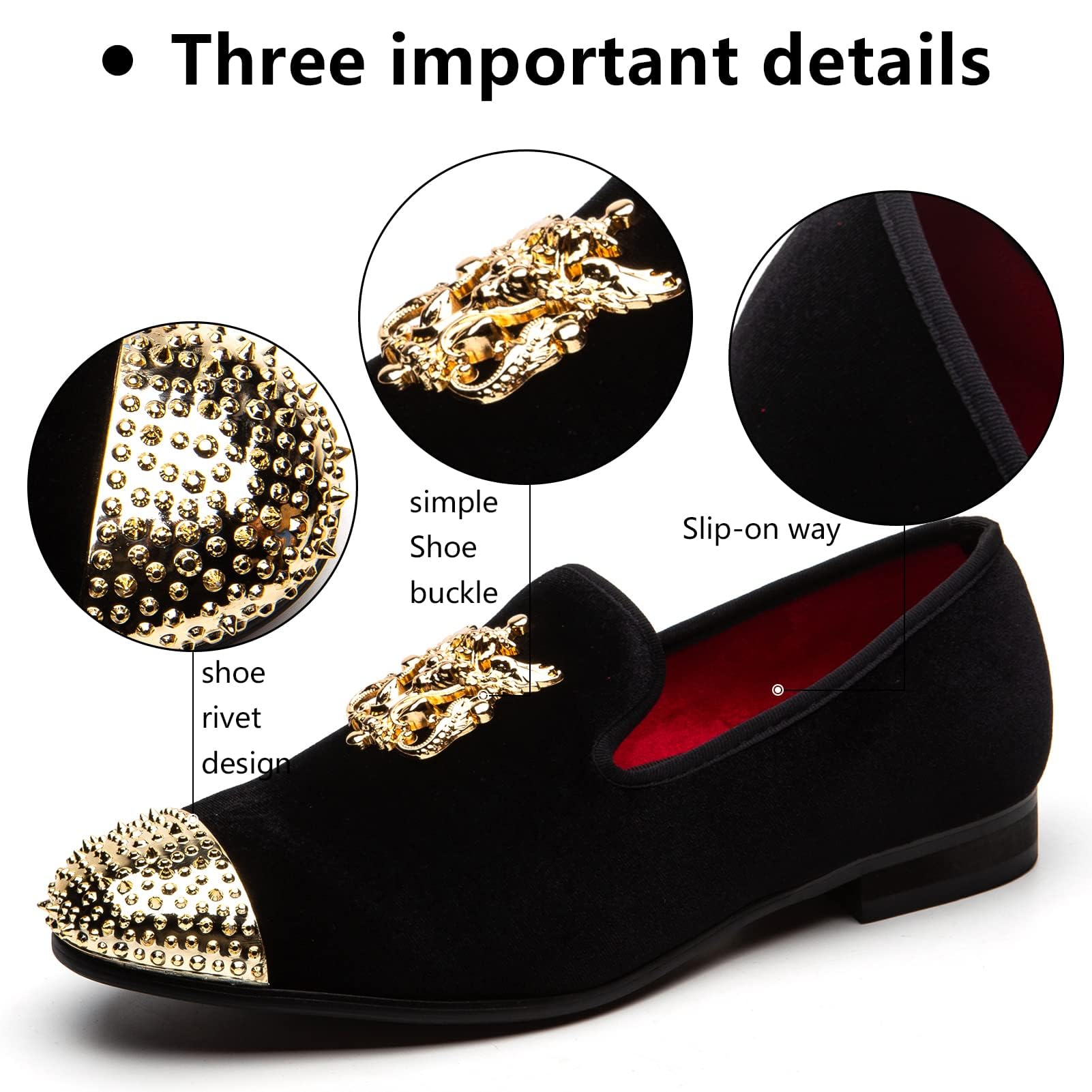 Meijiana Men's Velvet Loafers - Luxury Dress Shoes with Metal Embellishments for Parties, Weddings & Formal Events | Comfortable Slip-On Loafers for Business & Evening Occasions