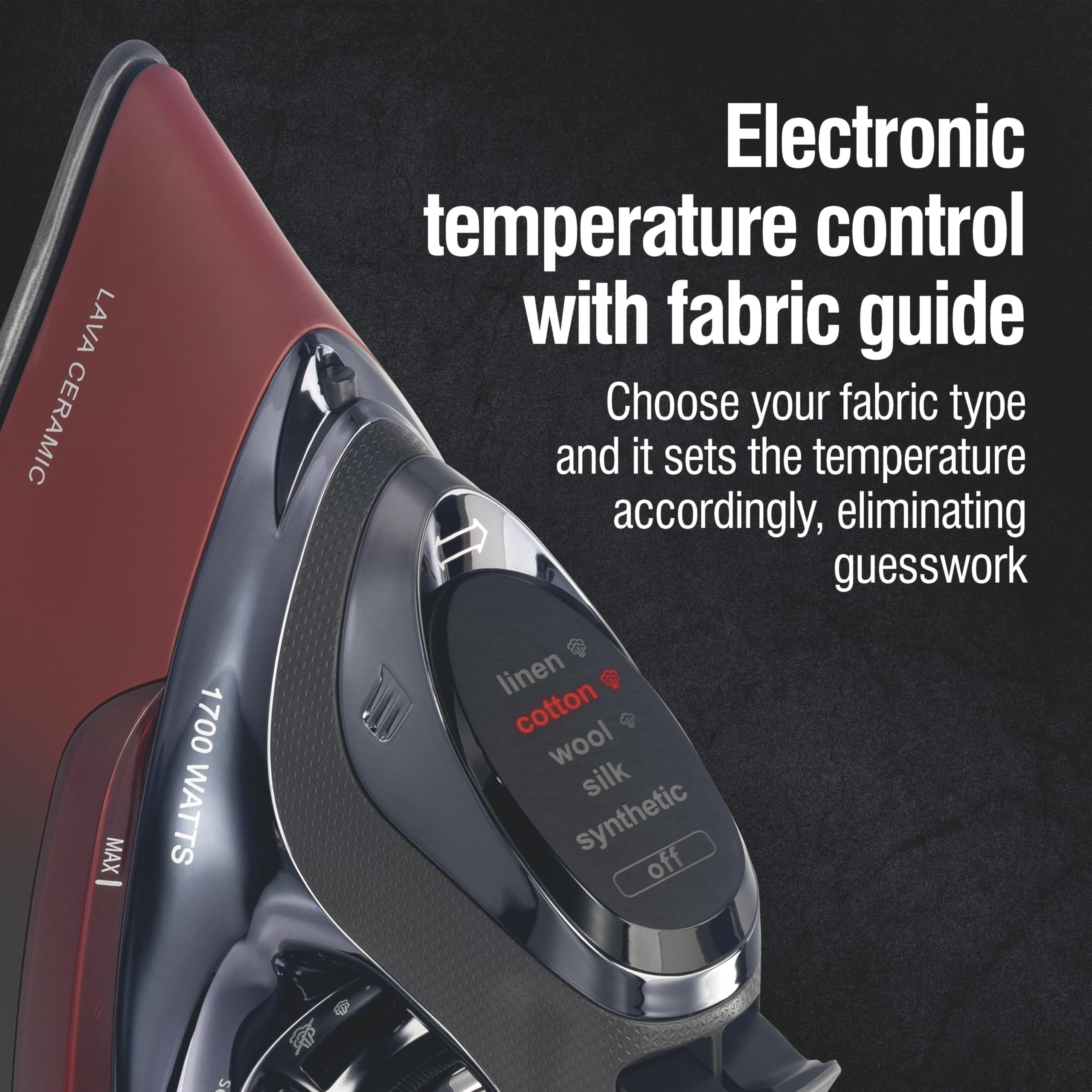 CHI Professional 1700W Steam Iron with Retractable Cord, 3-Way Auto Shutoff & 400+ Steam Holes - Lava Infused Ceramic Soleplate, Adjustable Temperature Control for Perfect Pressing - Ideal for Home, Office & Travel Use (Model 13113, Black)